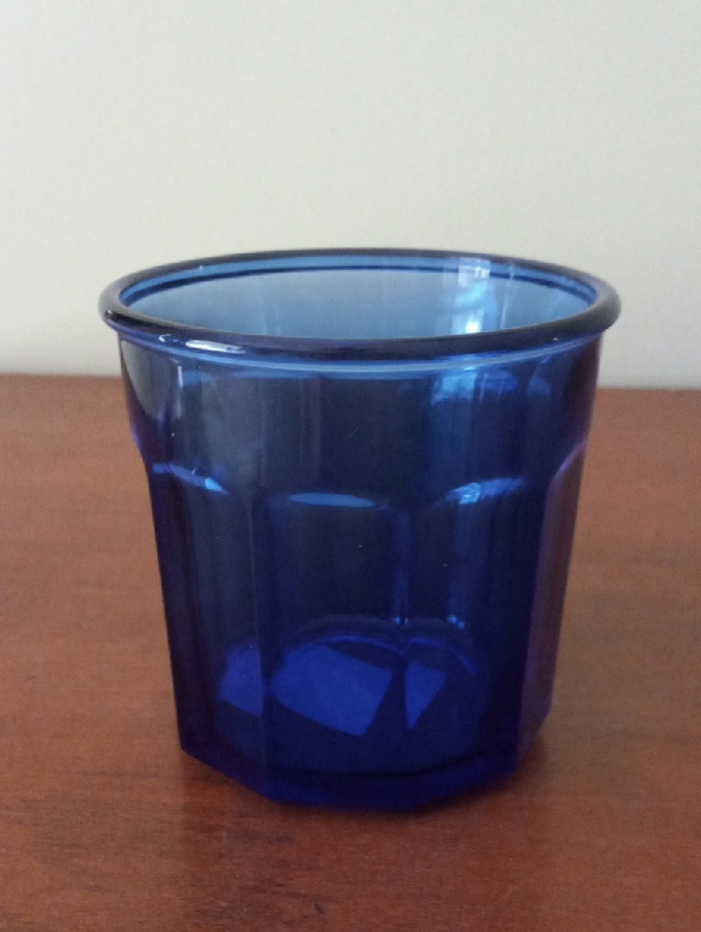 Set of Two Faceted Glass Tumblers - Blue and Clear - Picture 2 of 9